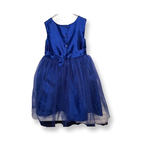 Marmellata dress blue girls size 5 sparkly shiffon like 100% polyester with bow - Picture 5 of 10